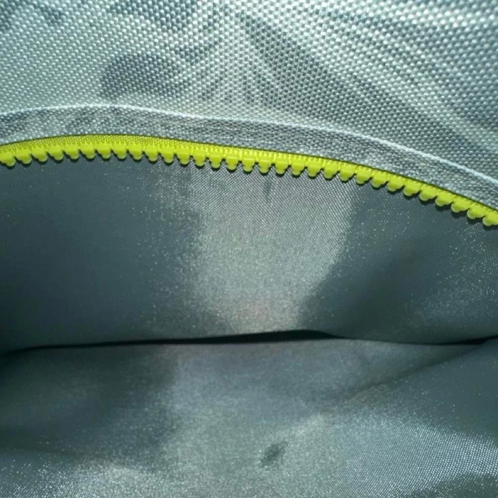 Gray and neon green backpack with matching lunchbox